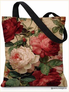 Canvas Tote Bag Floral Reusable Grocery Shopping Bag Heavy Duty